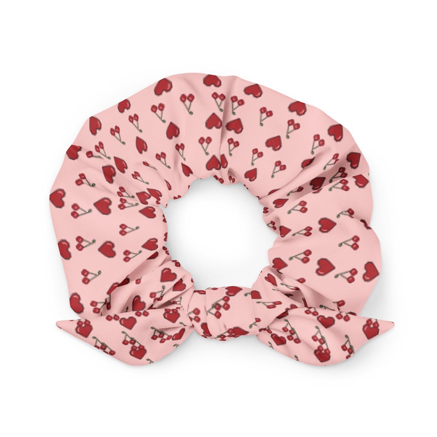 SPA DAY- PINK CHERRY HEARTS Scrunchie