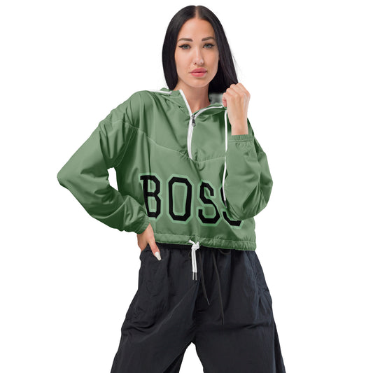 BOSS ---MILITARY GREEN -Women’s cropped windbreaker