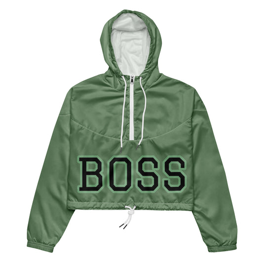 BOSS ---MILITARY GREEN -Women’s cropped windbreaker