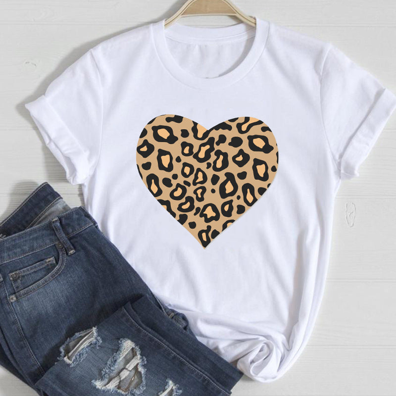 T-shirt Women's Lip Leopard Spring Summer Clothes Top Women's Printed T-shirt