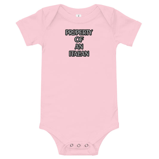 PROPERTY OF AN ITALIAN-Baby short sleeve one piece IN PINK