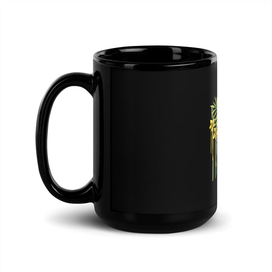 HAWAII BOUTIQUE- HAWAIIAN FLOWERS Black Glossy Mug