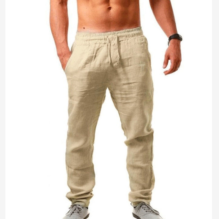 Men's solid elasticated waist loose-fitting casual pants