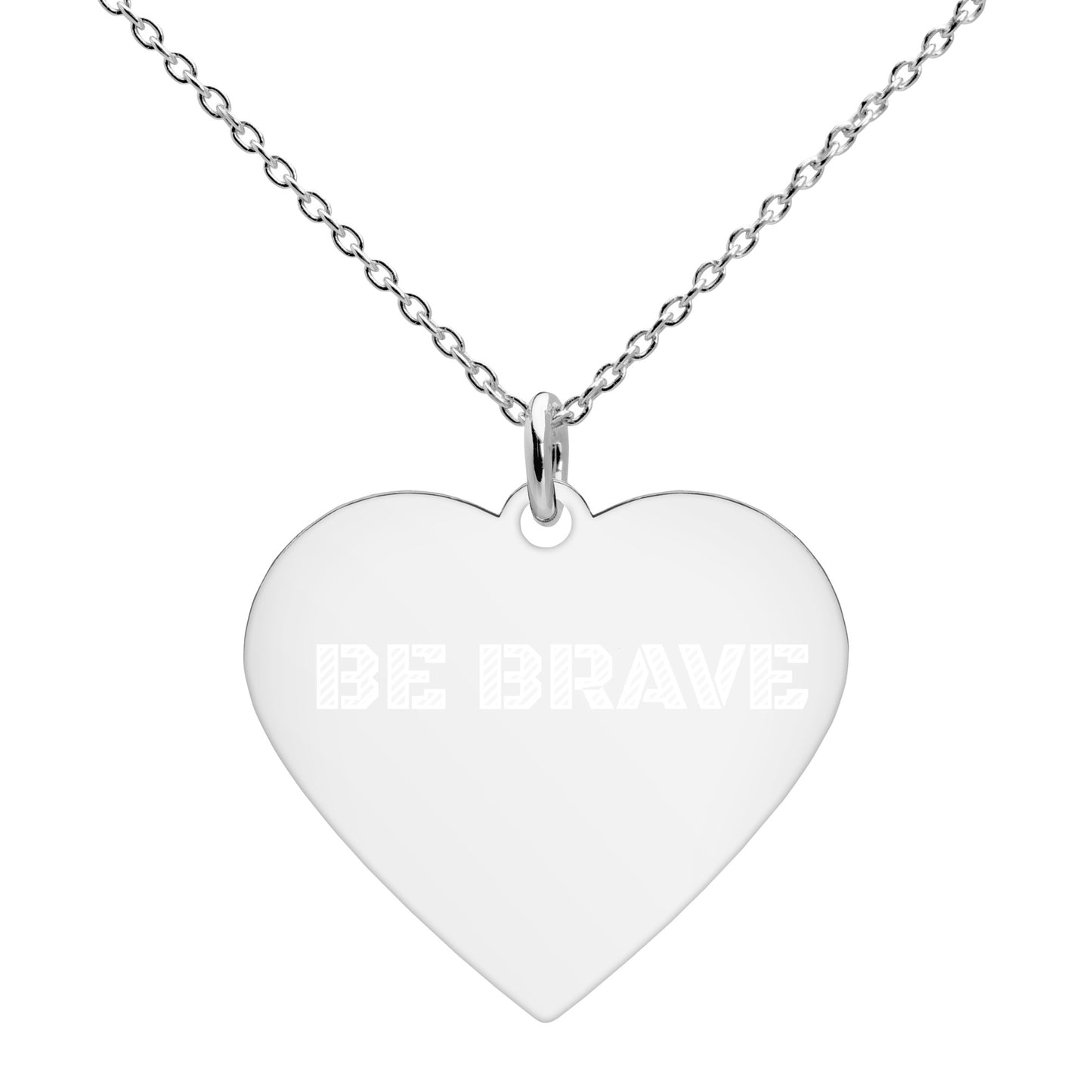 BE BRAVE Engraved Silver Heart Necklace