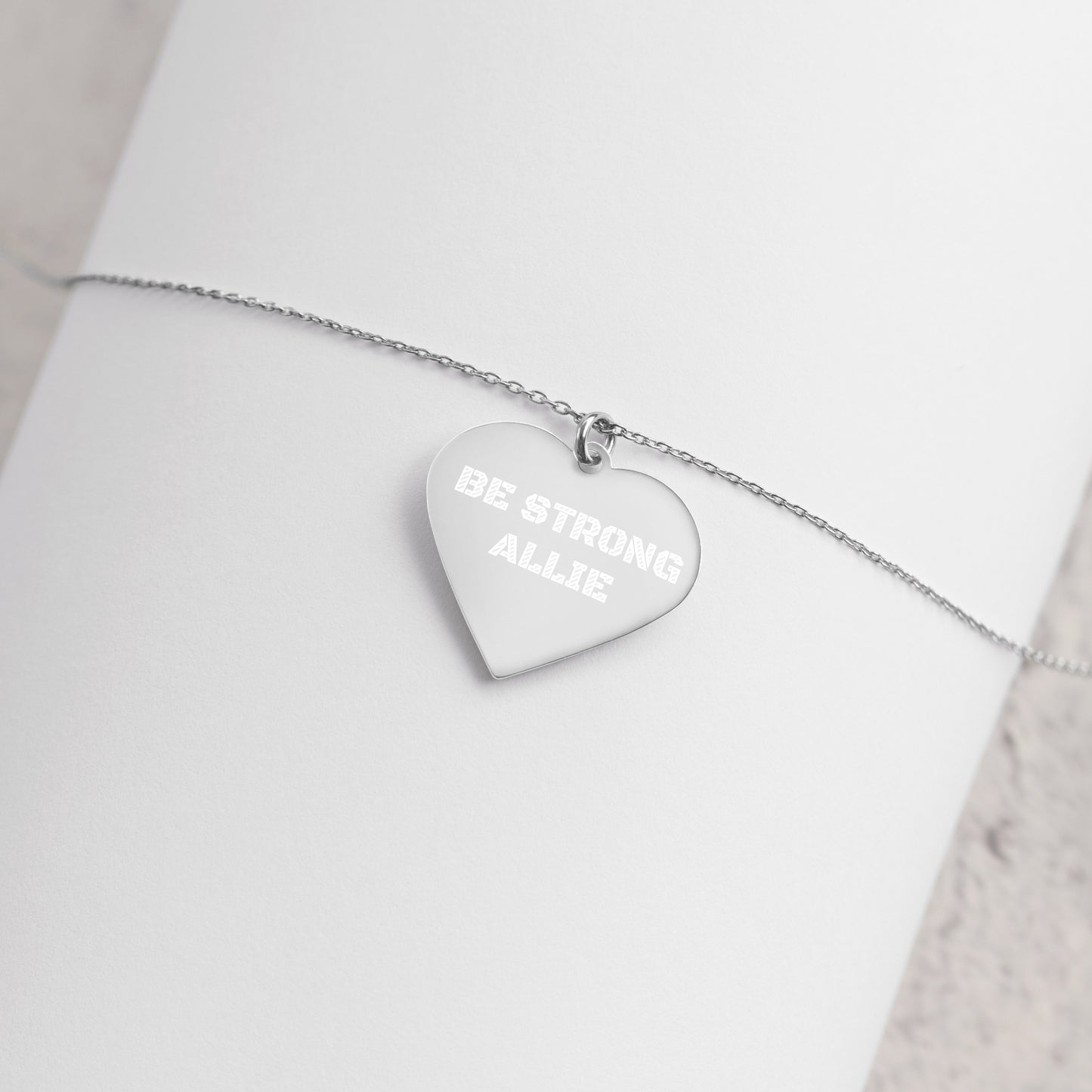 Engraved Silver Heart Necklace