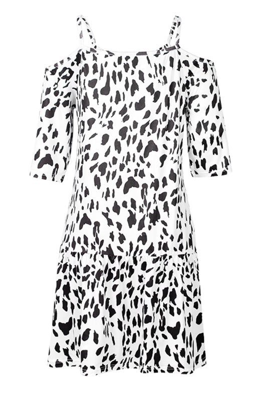 European and American Sling Leopard Print Puff Sleeve Loose Dress