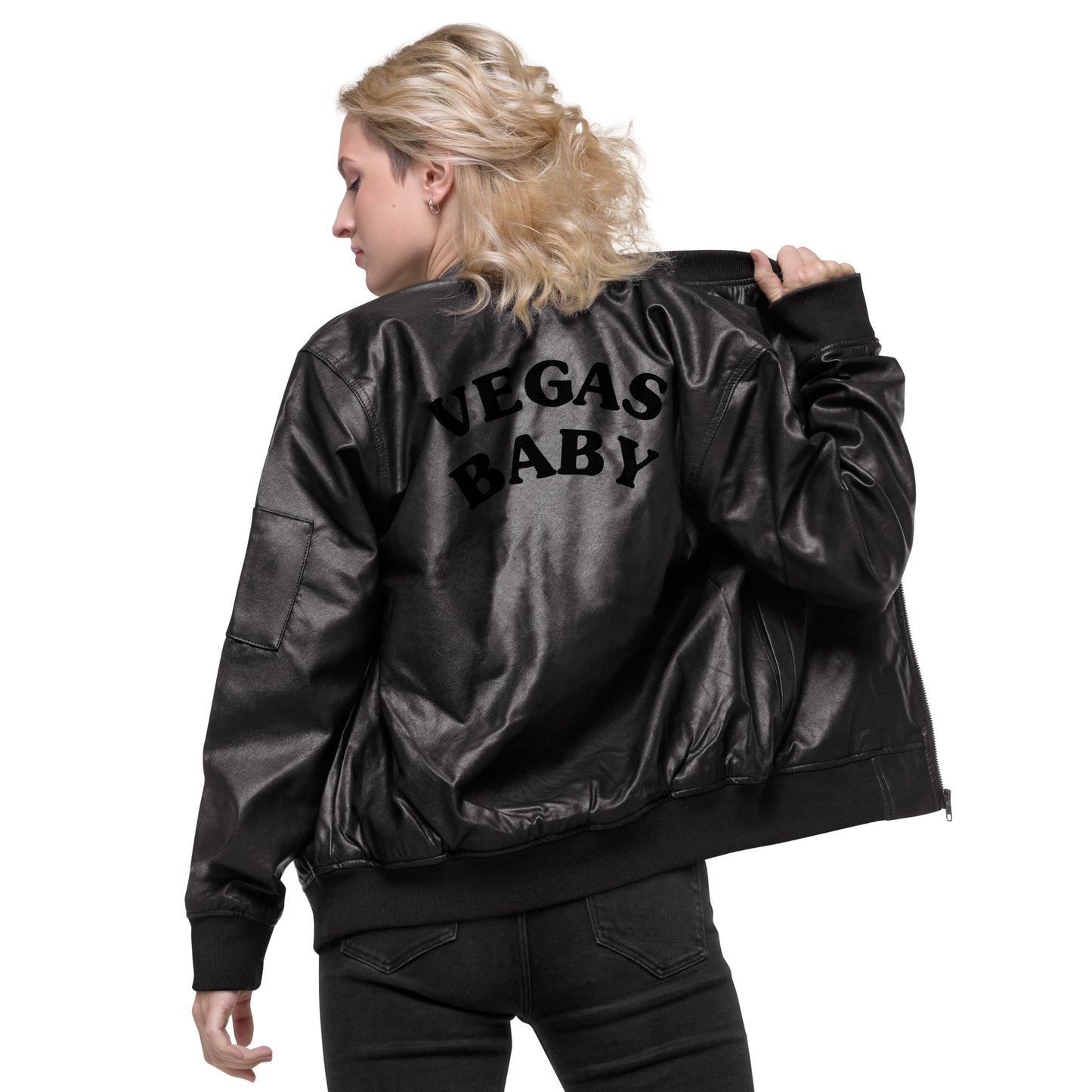 VEGAS BABY Leather Bomber Jacket