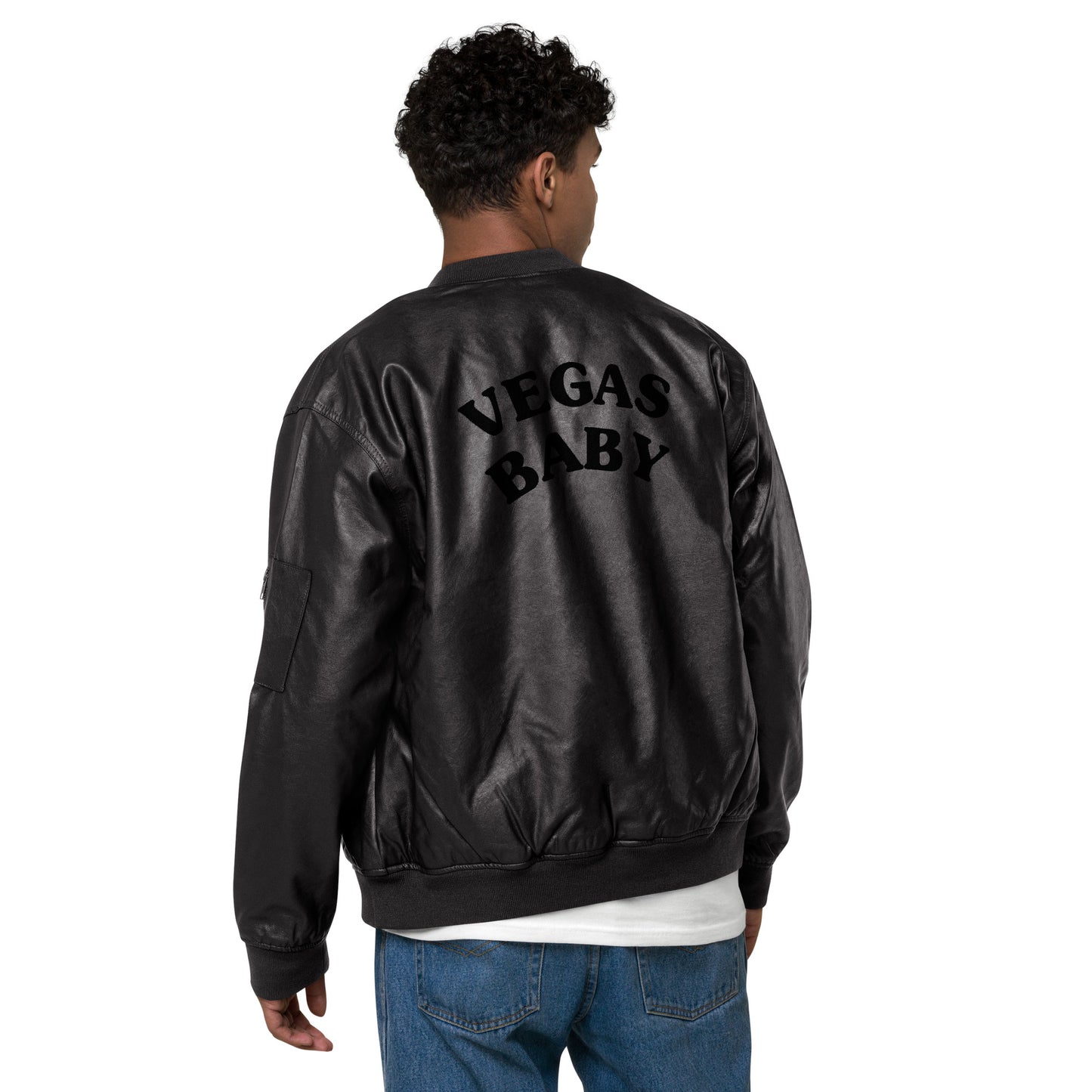 VEGAS BABY Leather Bomber Jacket