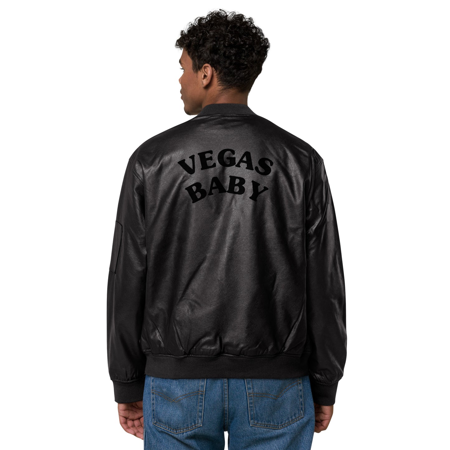 VEGAS BABY Leather Bomber Jacket