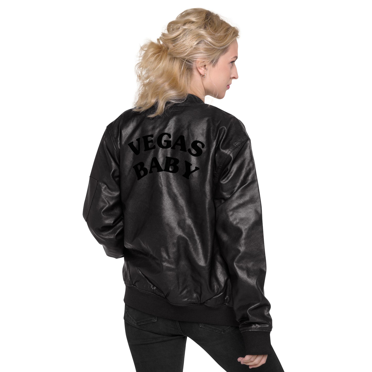 VEGAS BABY Leather Bomber Jacket