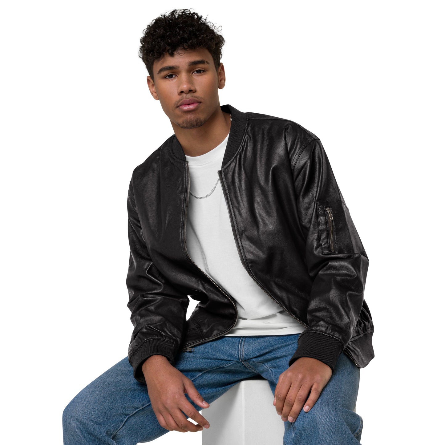 VEGAS BABY Leather Bomber Jacket