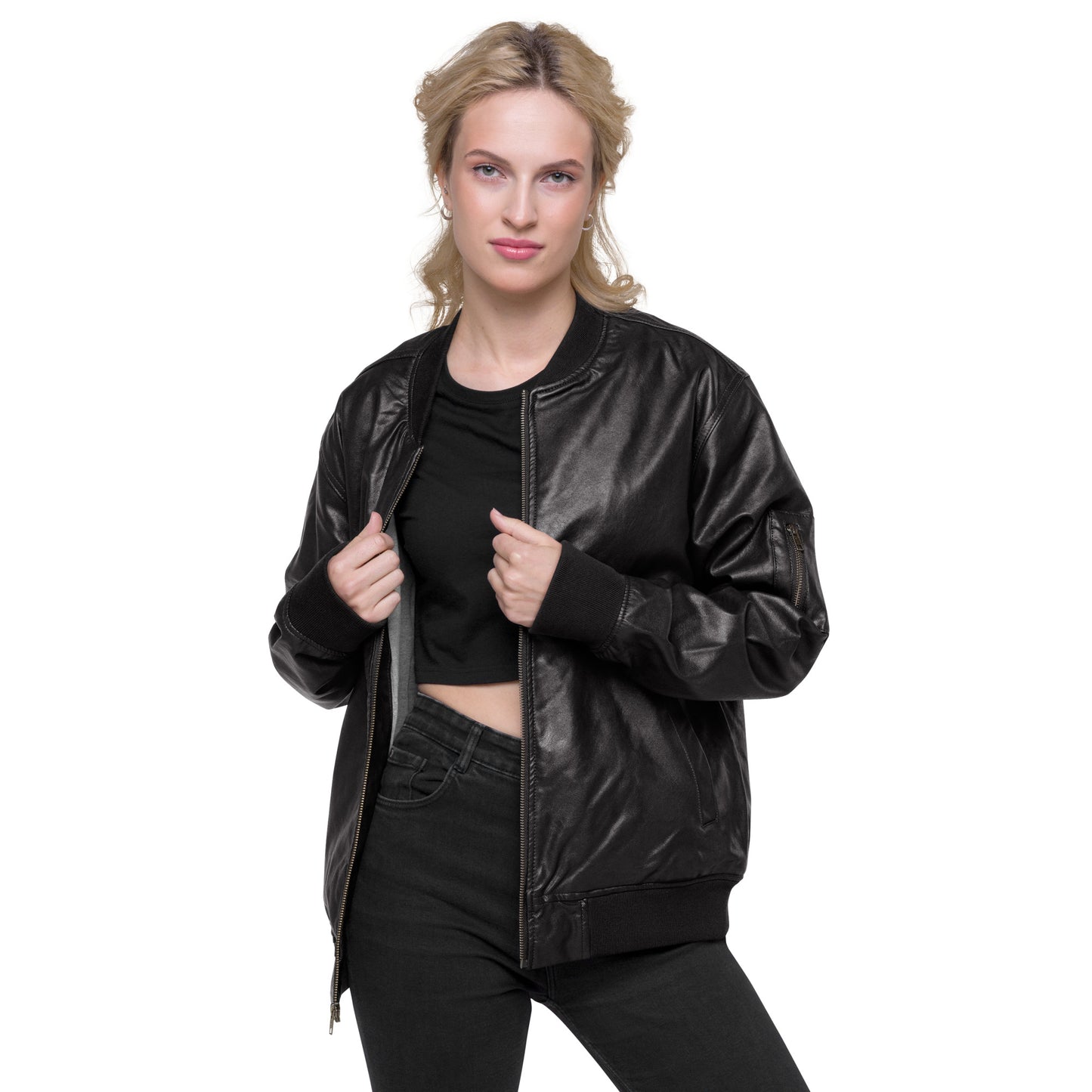 VEGAS BABY Leather Bomber Jacket