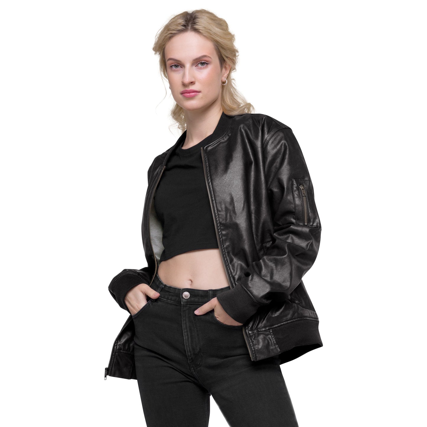 VEGAS BABY Leather Bomber Jacket