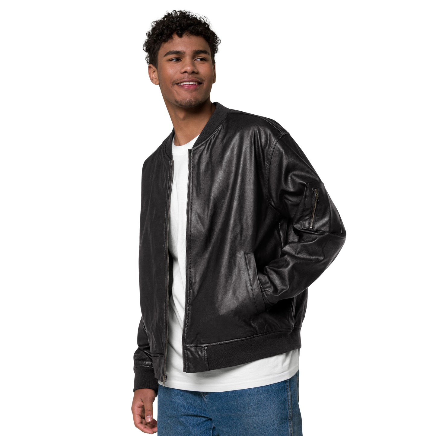 VEGAS BABY Leather Bomber Jacket