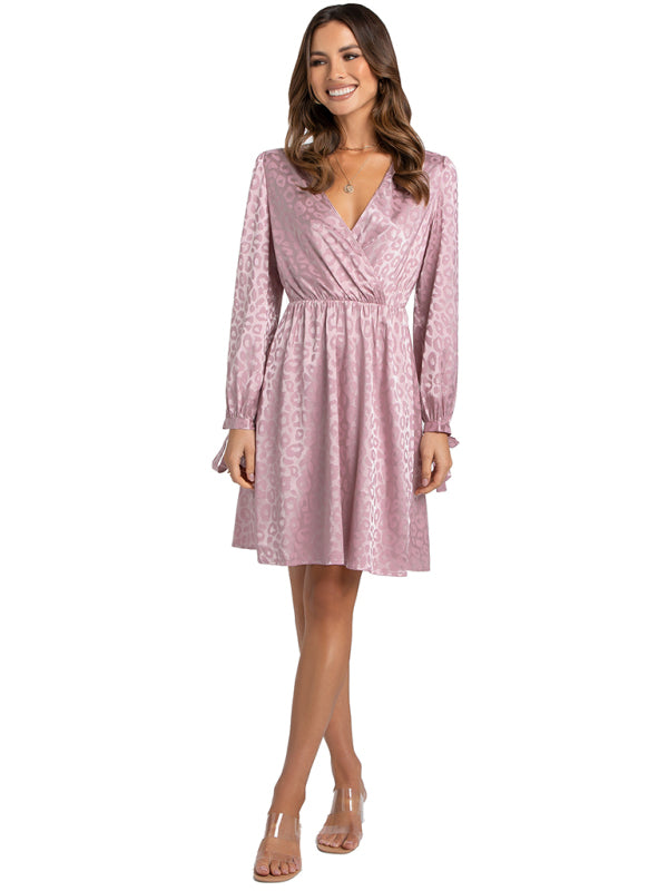 Women's V-Neck long sleeve printed loose dress