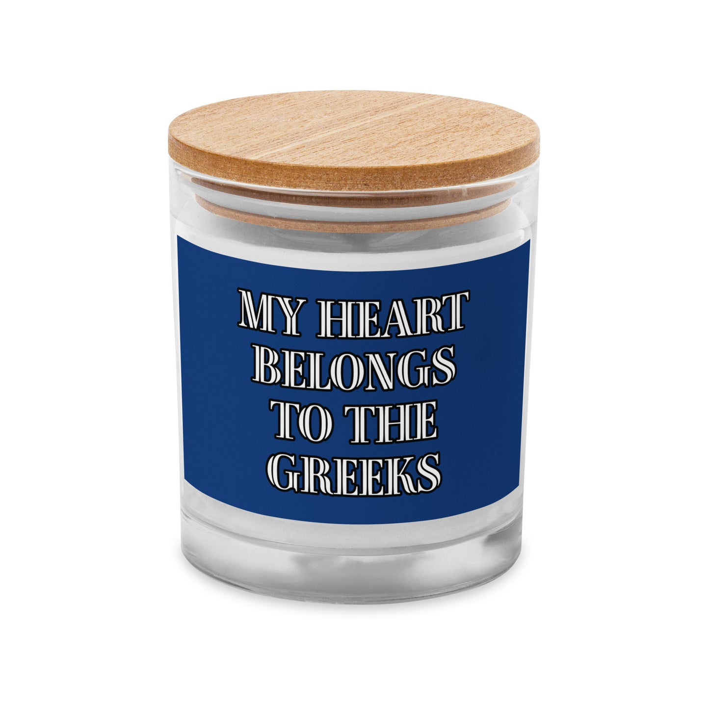 MY HEART BELONGS TO THE GREEKS Glass jar candle