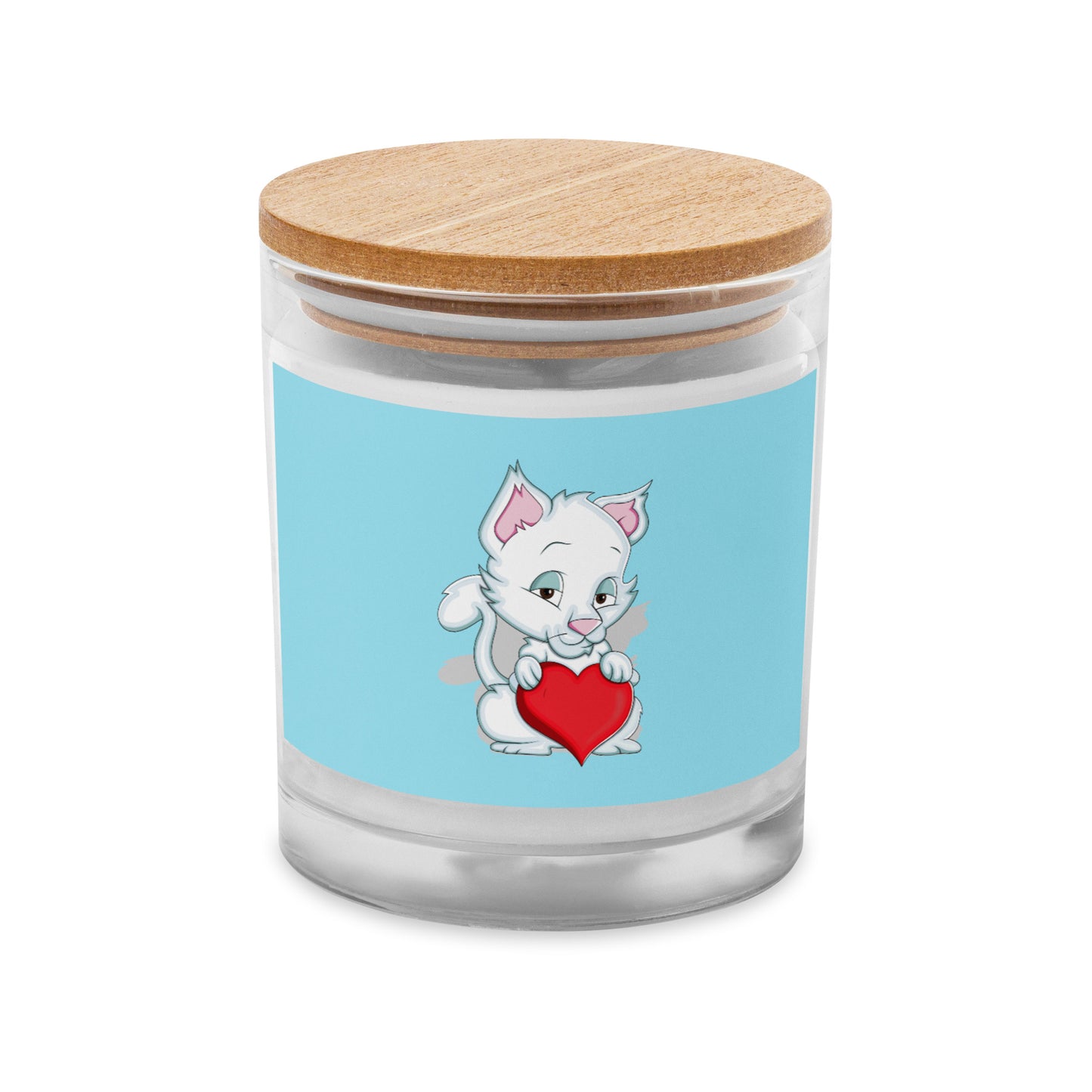 CUTIE KITTEN WITH HEART Glass jar candle