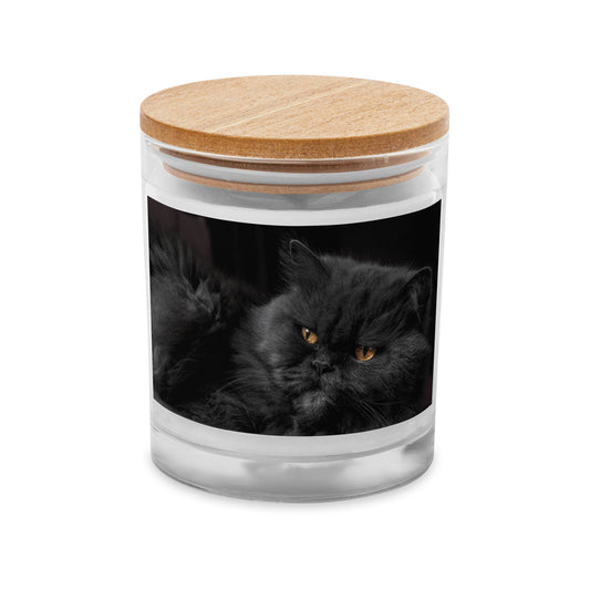 CAT BLACK WITH GOLDEN EYES Glass jar candle