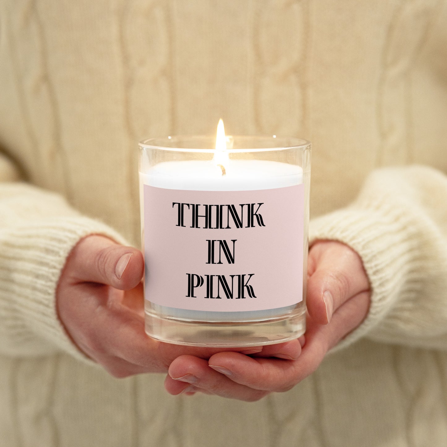 THINK IN PINK Glass jar candle