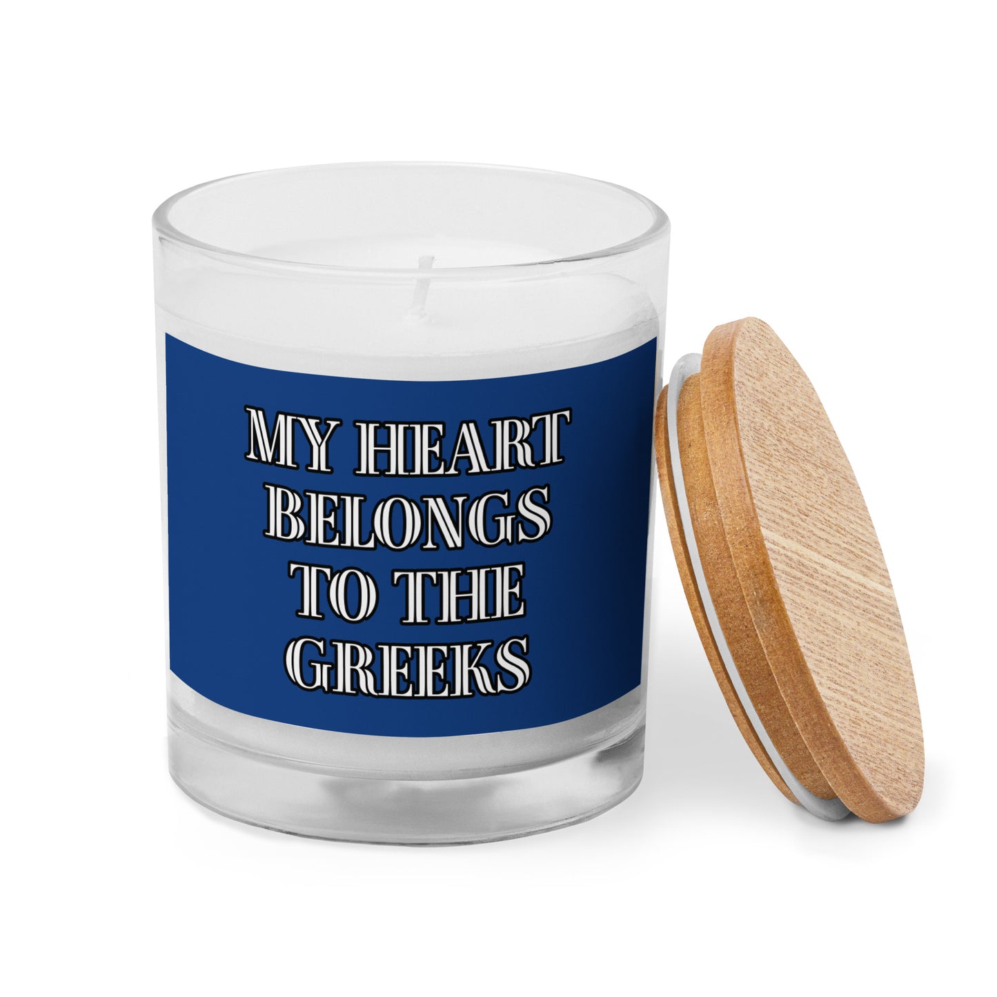 MY HEART BELONGS TO THE GREEKS Glass jar candle