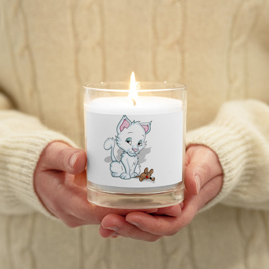 CUTIE KITTEN WITH MOUSE Glass jar candle