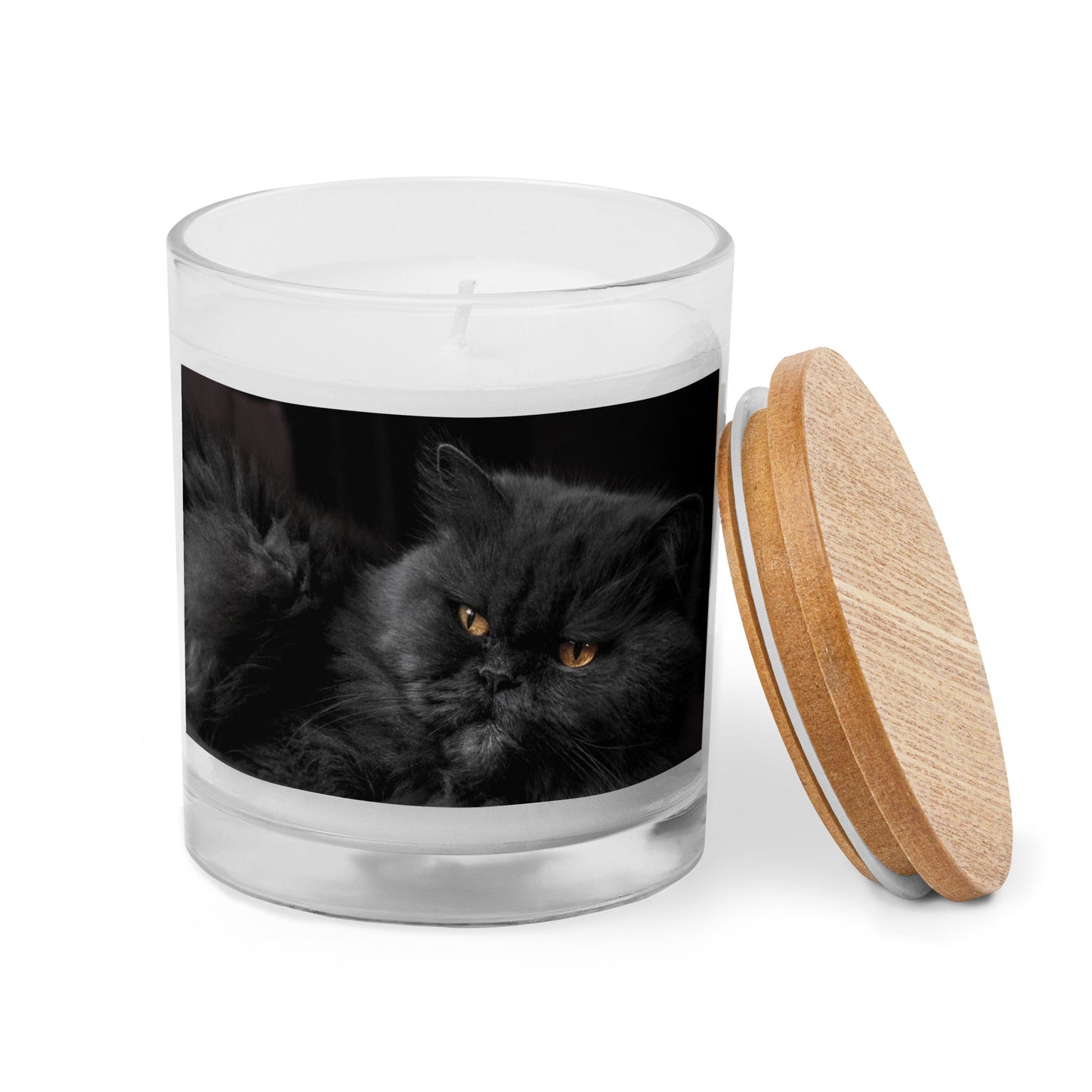 CAT BLACK WITH GOLDEN EYES Glass jar candle