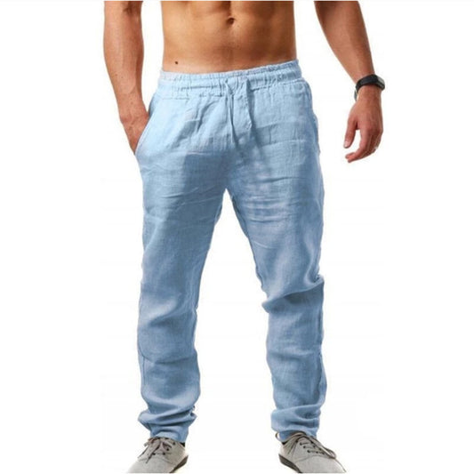 Men's solid elasticated waist loose-fitting casual pants