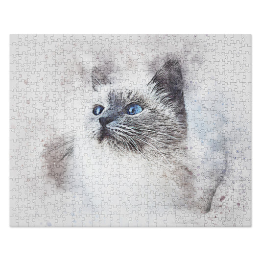 WHITE KITTEN WITH BLUE EYES,Jigsaw puzzle