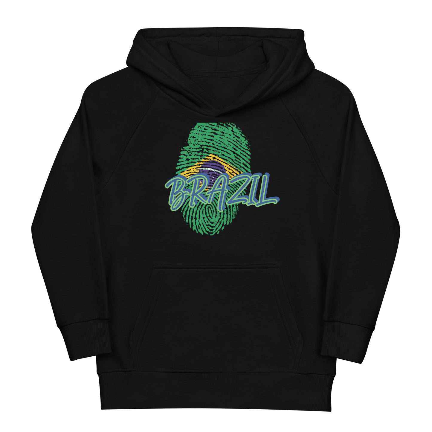 BRAZIL BOUTIQUE -BRAZIL THEME Kids eco hoodie IN BLACK