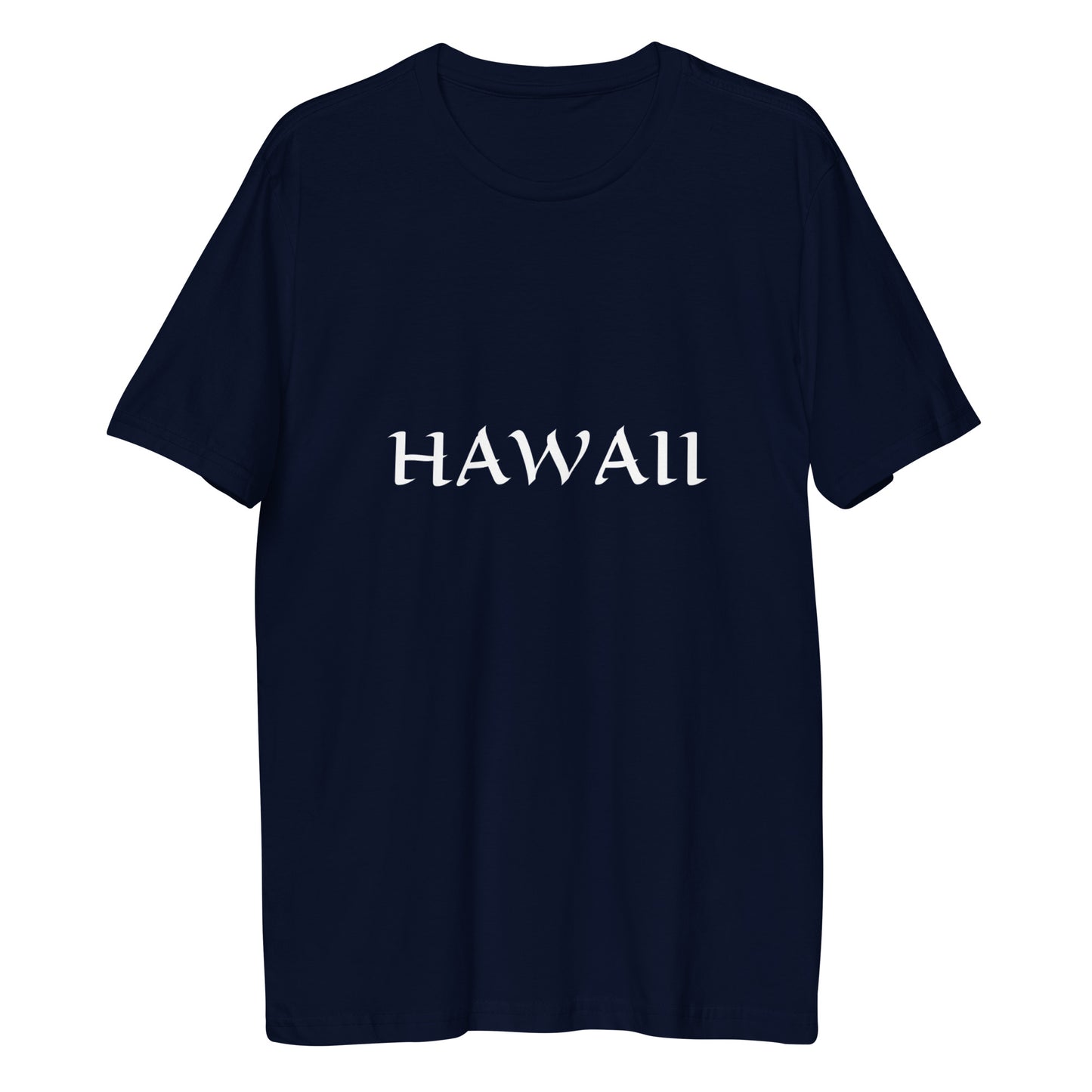 HAWAII NAVY BLUE OR ROYAL BLUE WITH WHITE HAWAII Men's fitted straight cut t-shirt