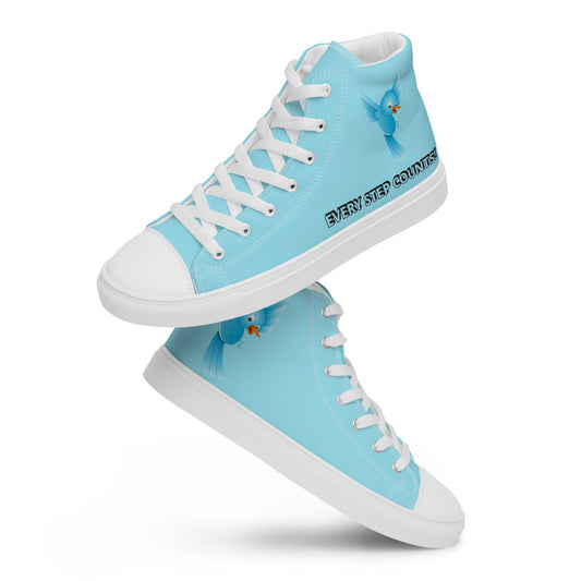 BLUE BIRD DESIGN- EVERY STEP COUNTS! Men’s high top canvas shoes