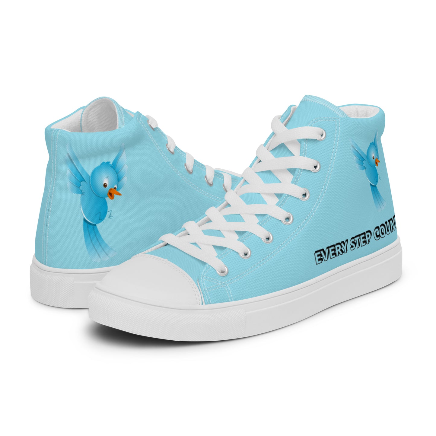 BLUE BIRD DESIGN- EVERY STEP COUNTS! Men’s high top canvas shoes