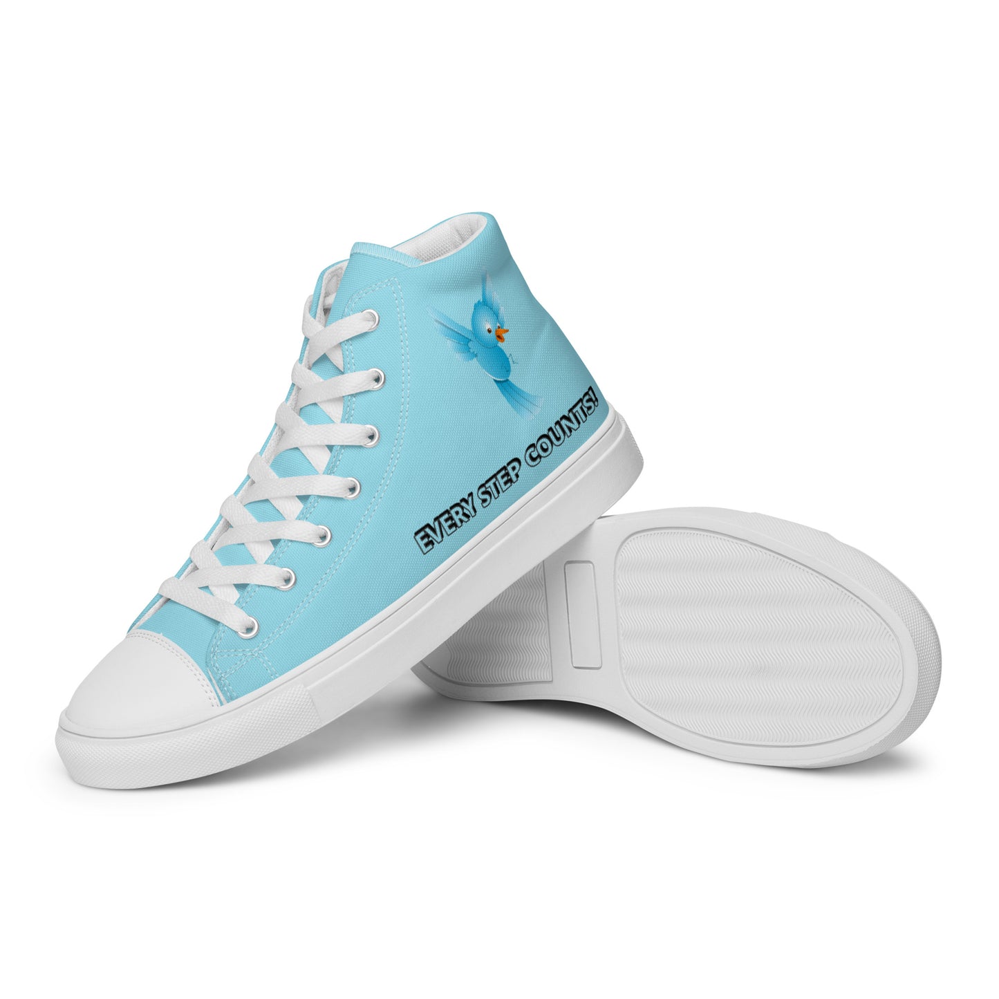 BLUE BIRD DESIGN- EVERY STEP COUNTS! Men’s high top canvas shoes