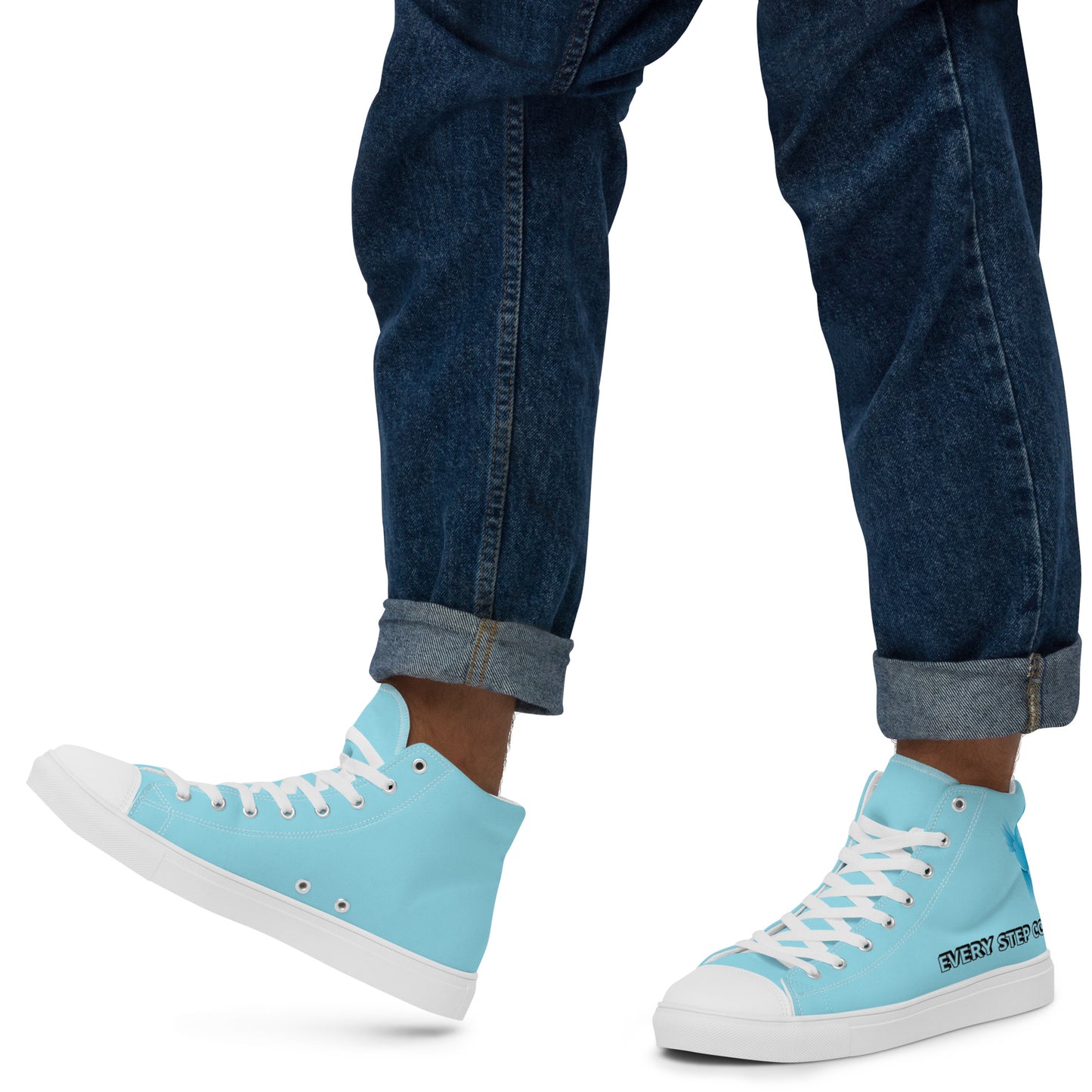 BLUE BIRD DESIGN- EVERY STEP COUNTS! Men’s high top canvas shoes