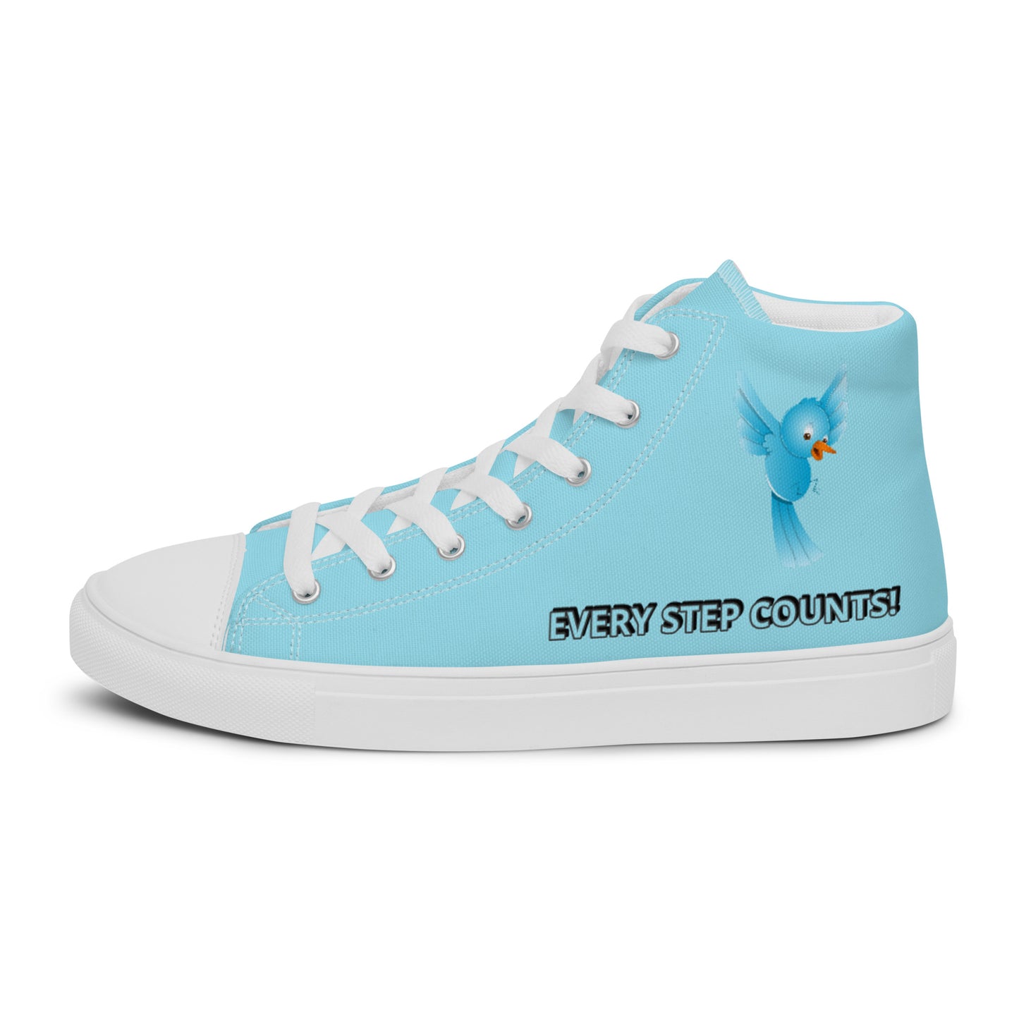 BLUE BIRD DESIGN- EVERY STEP COUNTS! Men’s high top canvas shoes