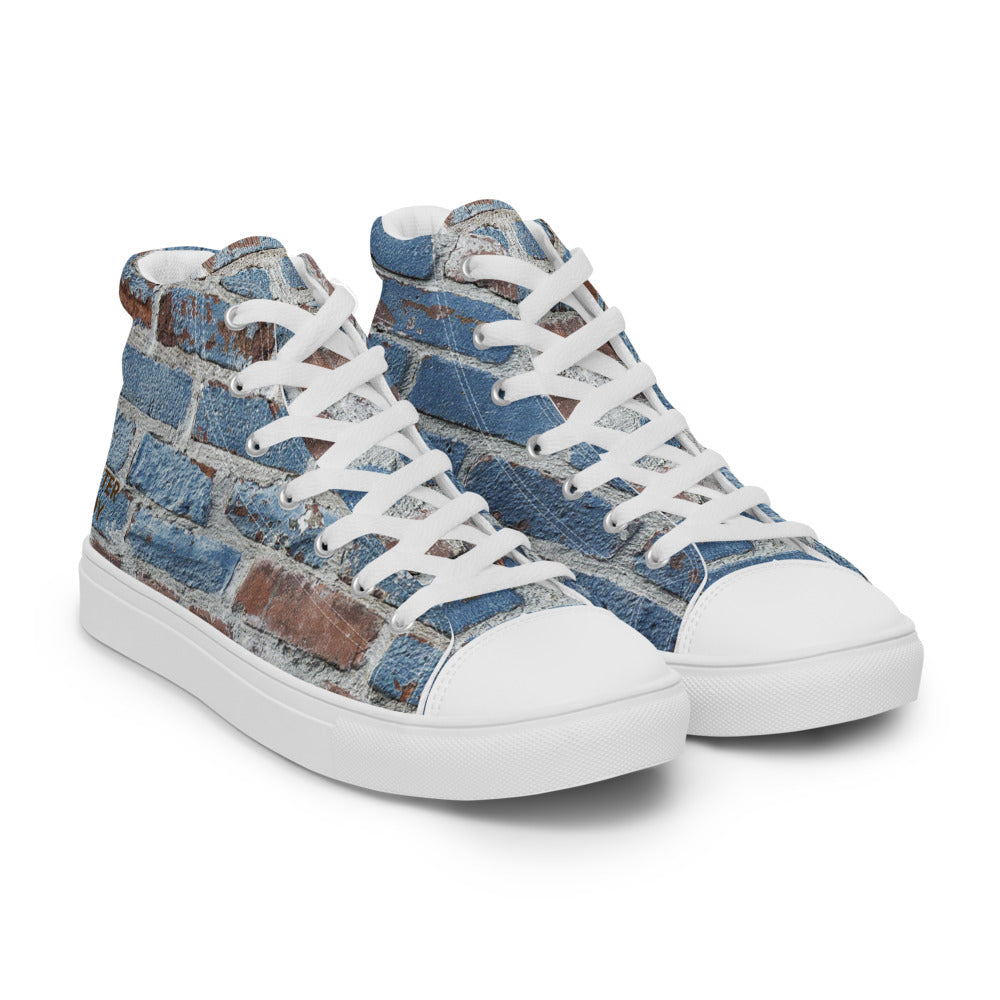 SKATER BOY-Men’s high top canvas shoes- SKATER BOY SHOWN IN LARGE ON ONE FOOT AND SKATER BOY SHOWING SMALL ON OTHER FOOT ON PURPOSE FOR THIS DESIGN :)