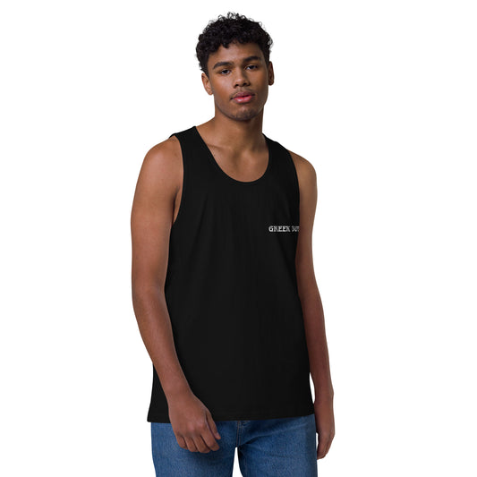 GREEK BOY (EMBROIDERY STITCHED WORDS)Men’s premium tank top