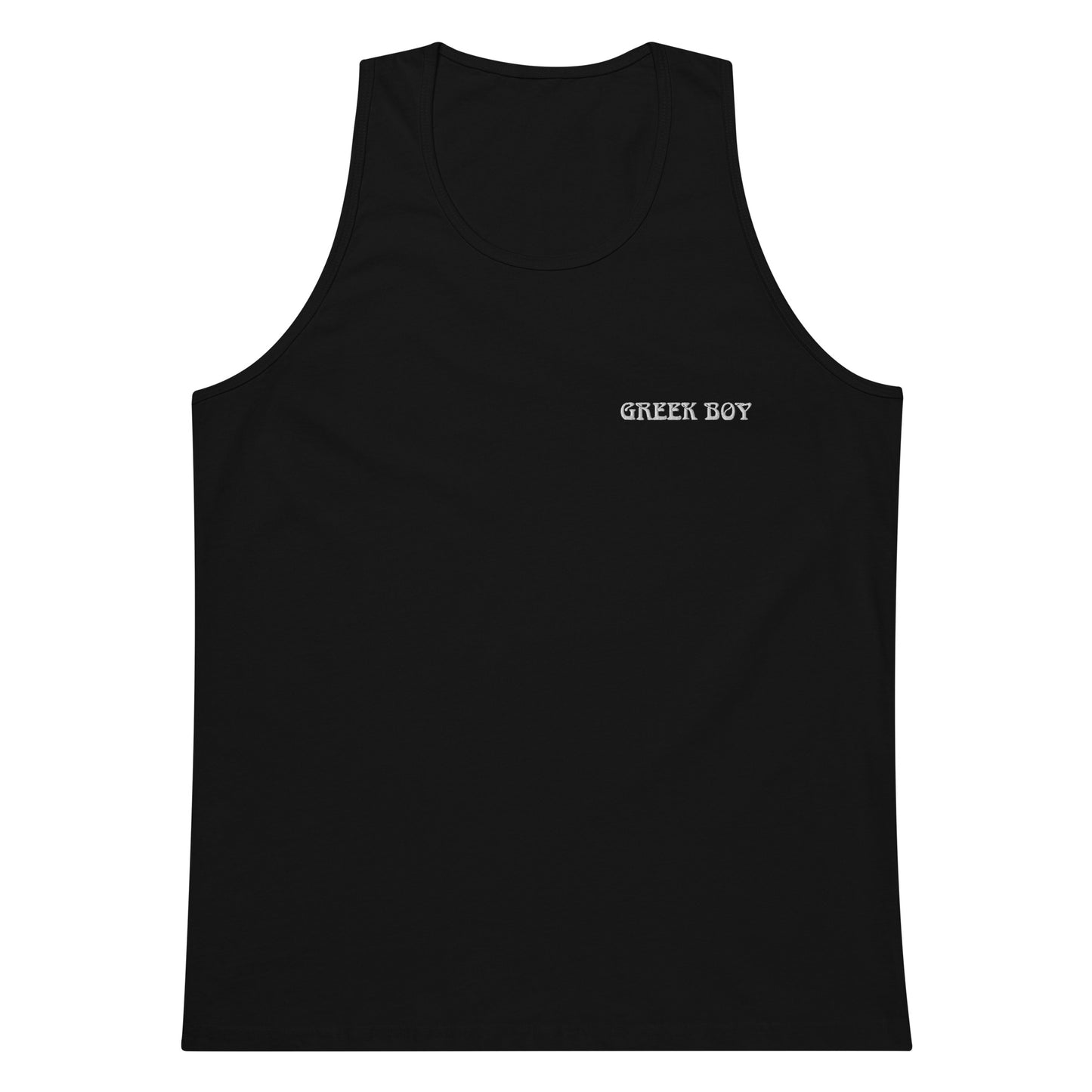 GREEK BOY (EMBROIDERY STITCHED WORDS)Men’s premium tank top