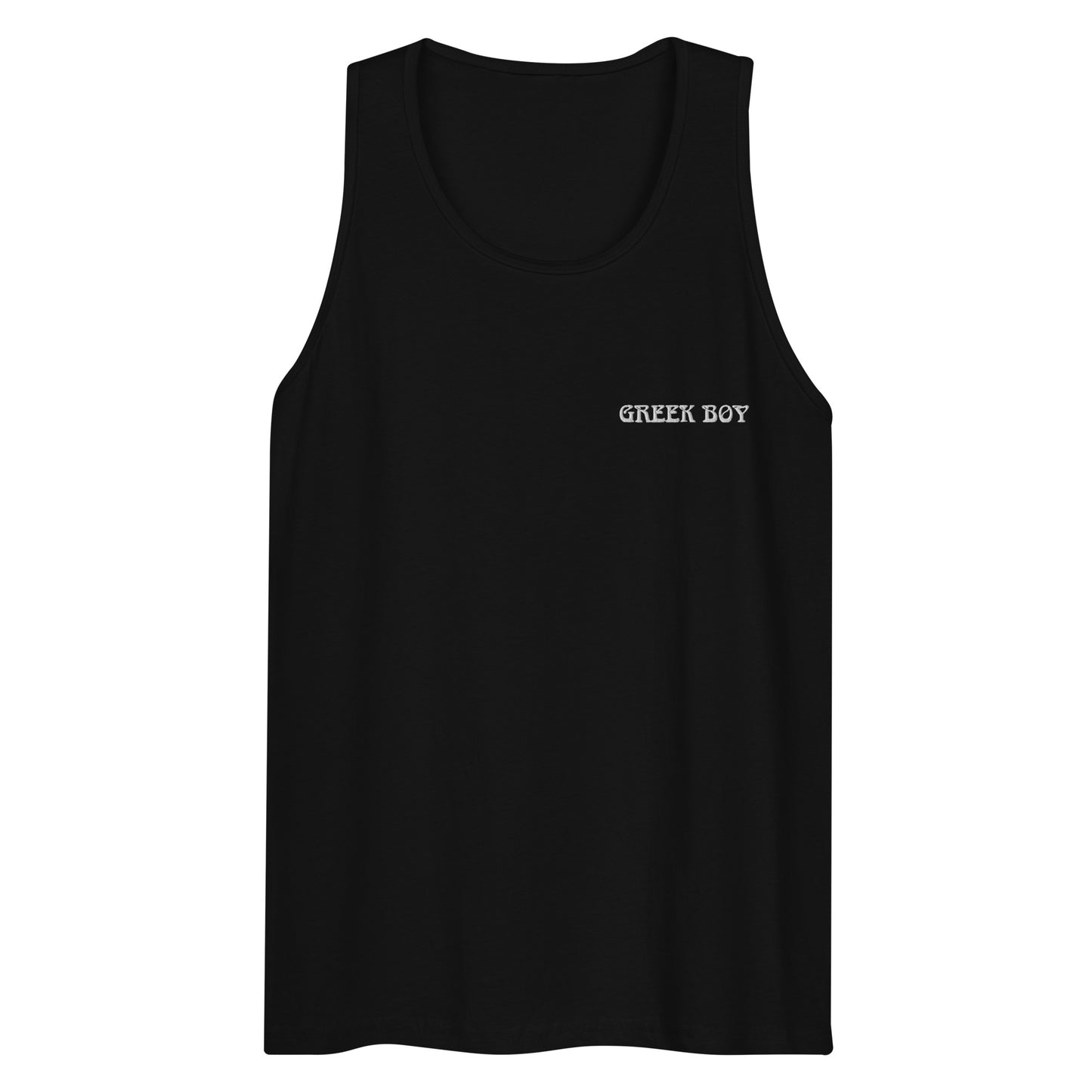 GREEK BOY (EMBROIDERY STITCHED WORDS)Men’s premium tank top