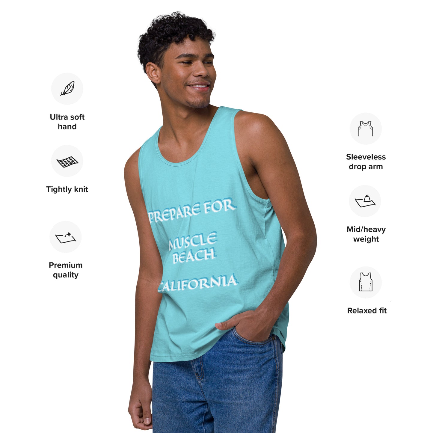 PREPARE FOR MUSCLE BEACH CALIFORNIA - PICK YOUR COLOR-Men’s premium tank top