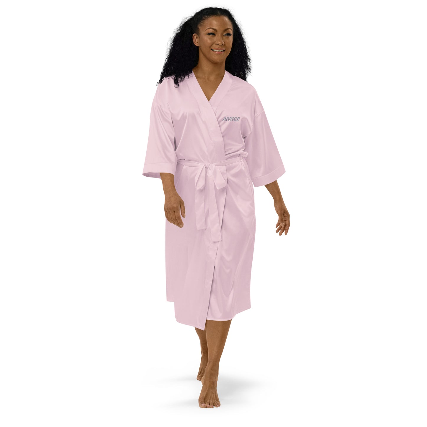 ANGEL Satin robe in Pink