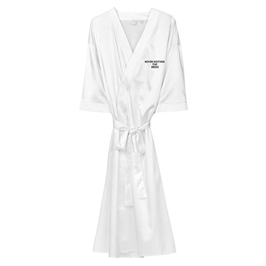 NEVER DISTURB THE BRIDE WHITE COLOR Satin robe