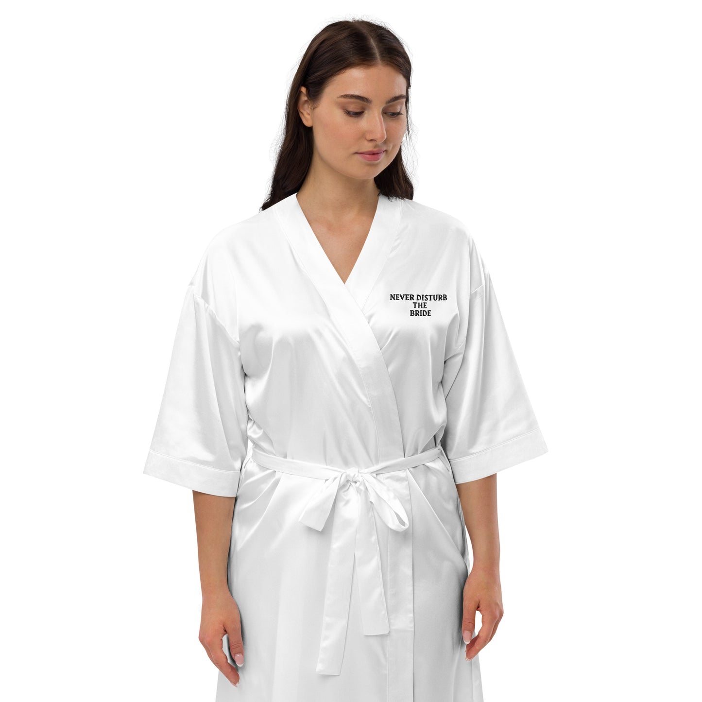 NEVER DISTURB THE BRIDE WHITE COLOR Satin robe