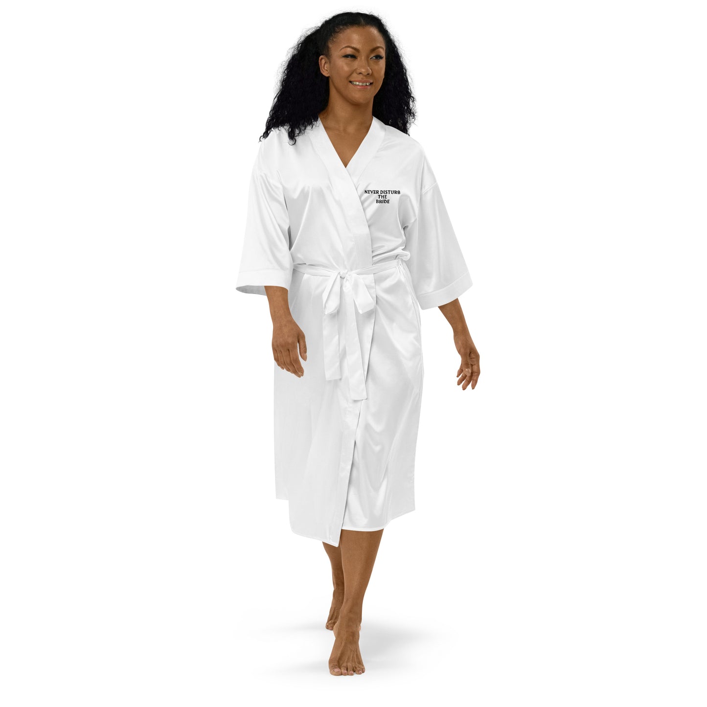 NEVER DISTURB THE BRIDE WHITE COLOR Satin robe