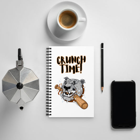 CRUNCH TIME! BULL DOG CRUNCHING A BAT PICTURE Spiral notebook