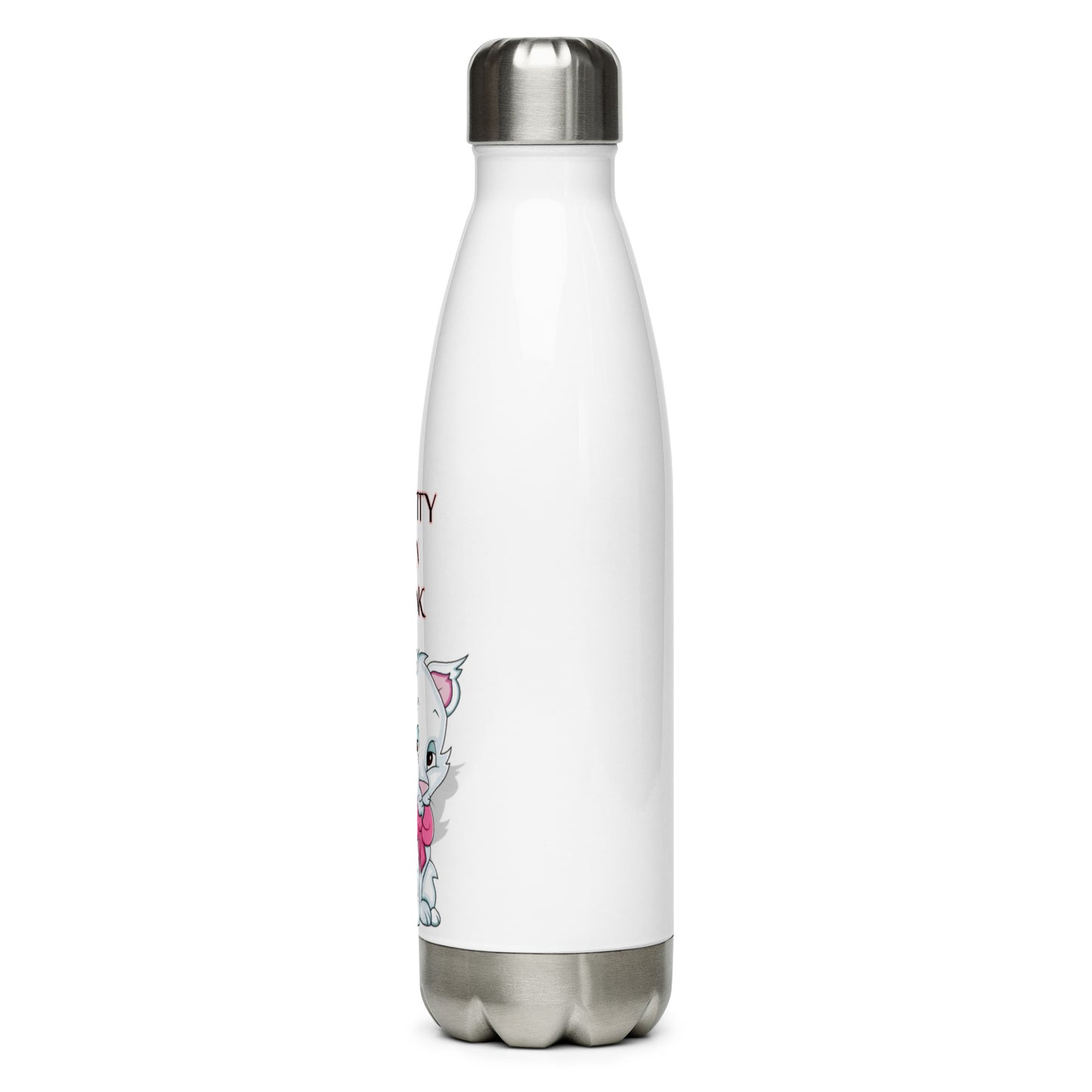 PRETTY IN PINK KITTEN WITH PINK  BOW Stainless Steel Water Bottle