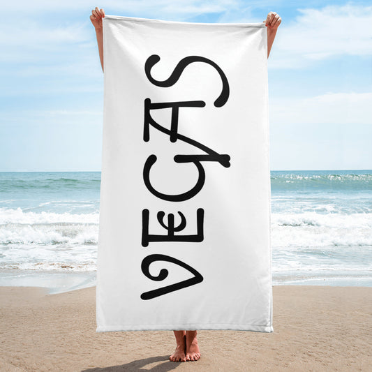 VEGAS Towel BLACK WRITING ON WHITE