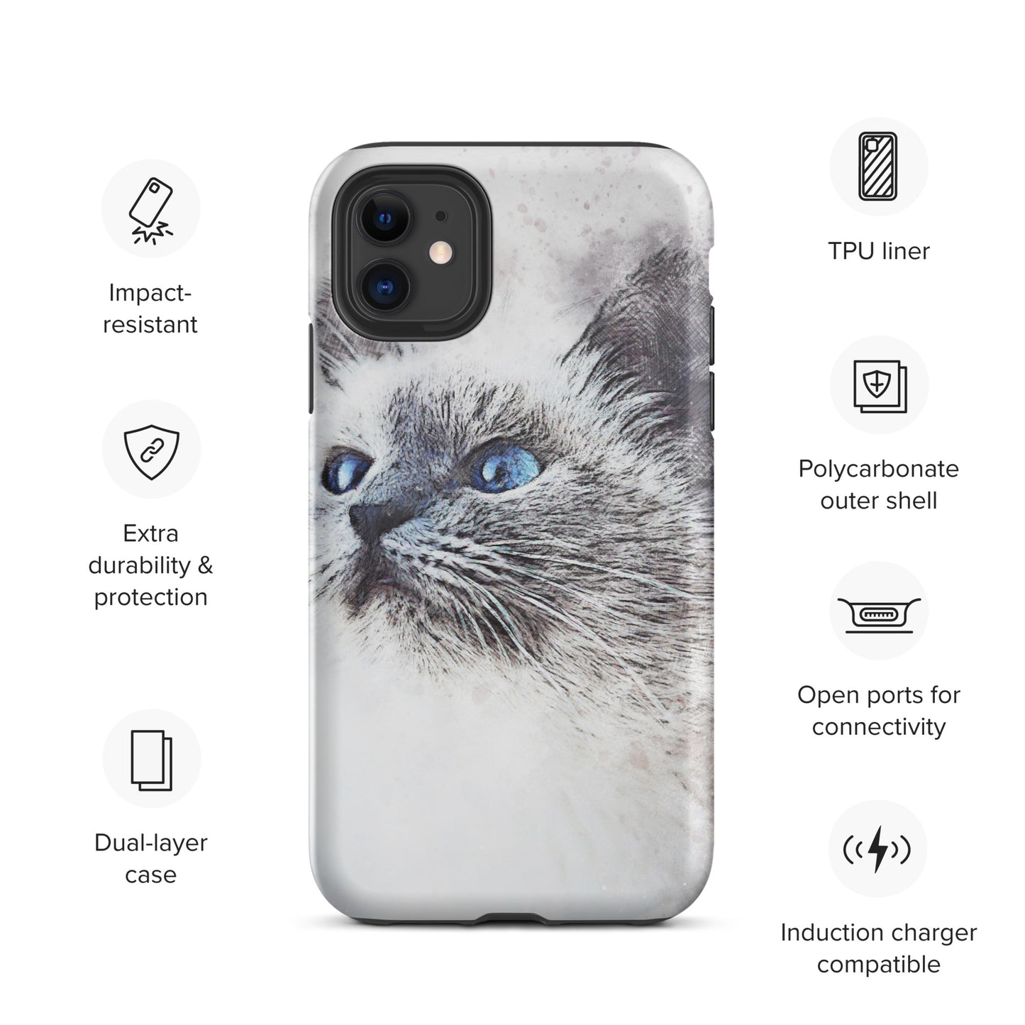 CAT WITH BLUE EYES  Tough iPhone case