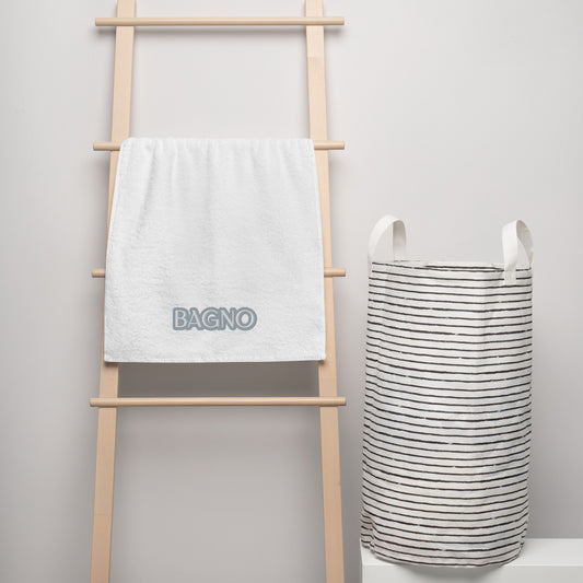 BAGNO- BATH OR BATHROOM IN ITALIAN LANGUAGE---REFERS TO THE POWDER ROOM ALSOTurkish cotton towel