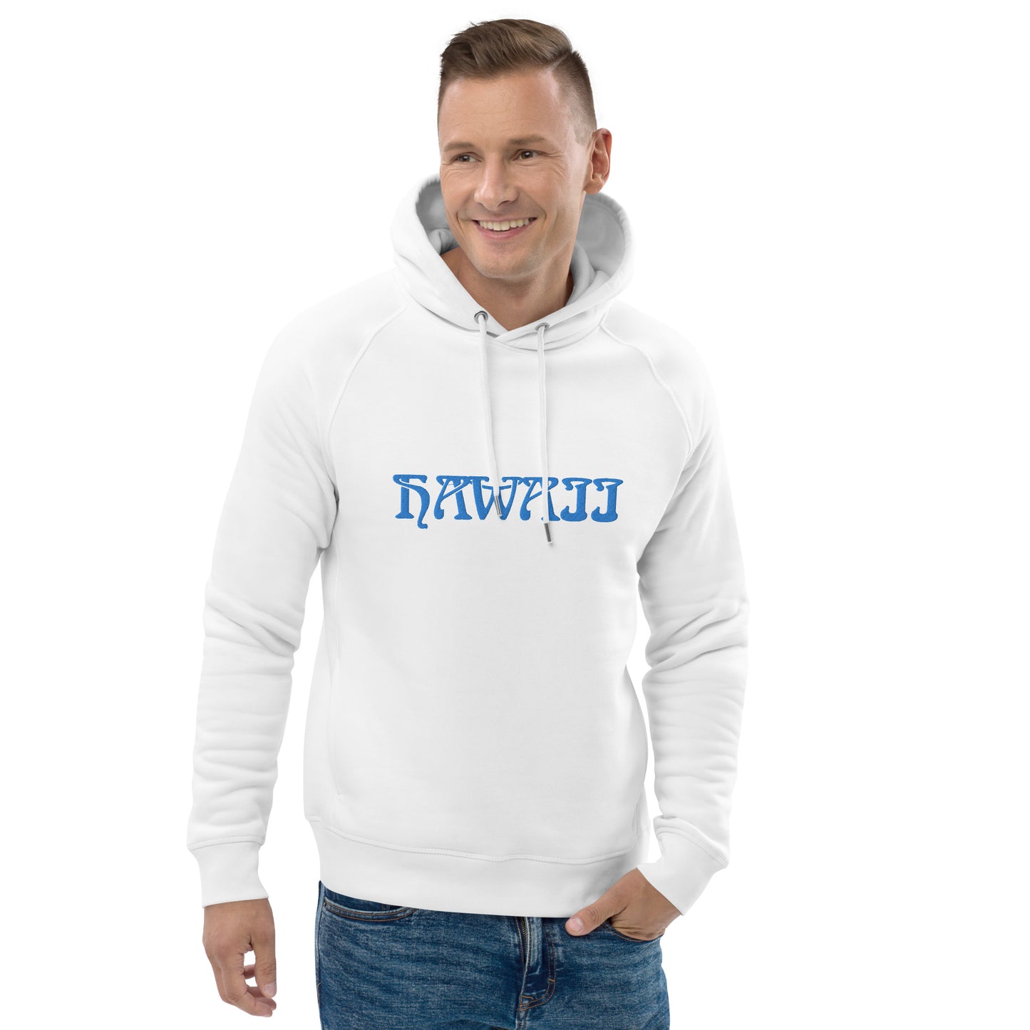 HAWAII WITH BLUE STITCHES AND WHITE BACKGROUND Unisex pullover hoodie